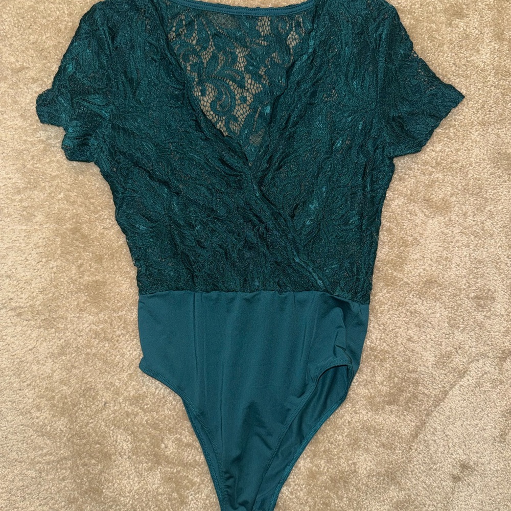 Elegant Teal Lace Bodysuit